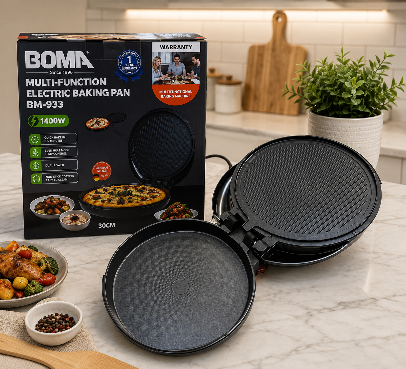 BOMA Multifunction Electric Baking Pan BM-933 | 30cm Non-Stick Pan , Electric Pizza Maker