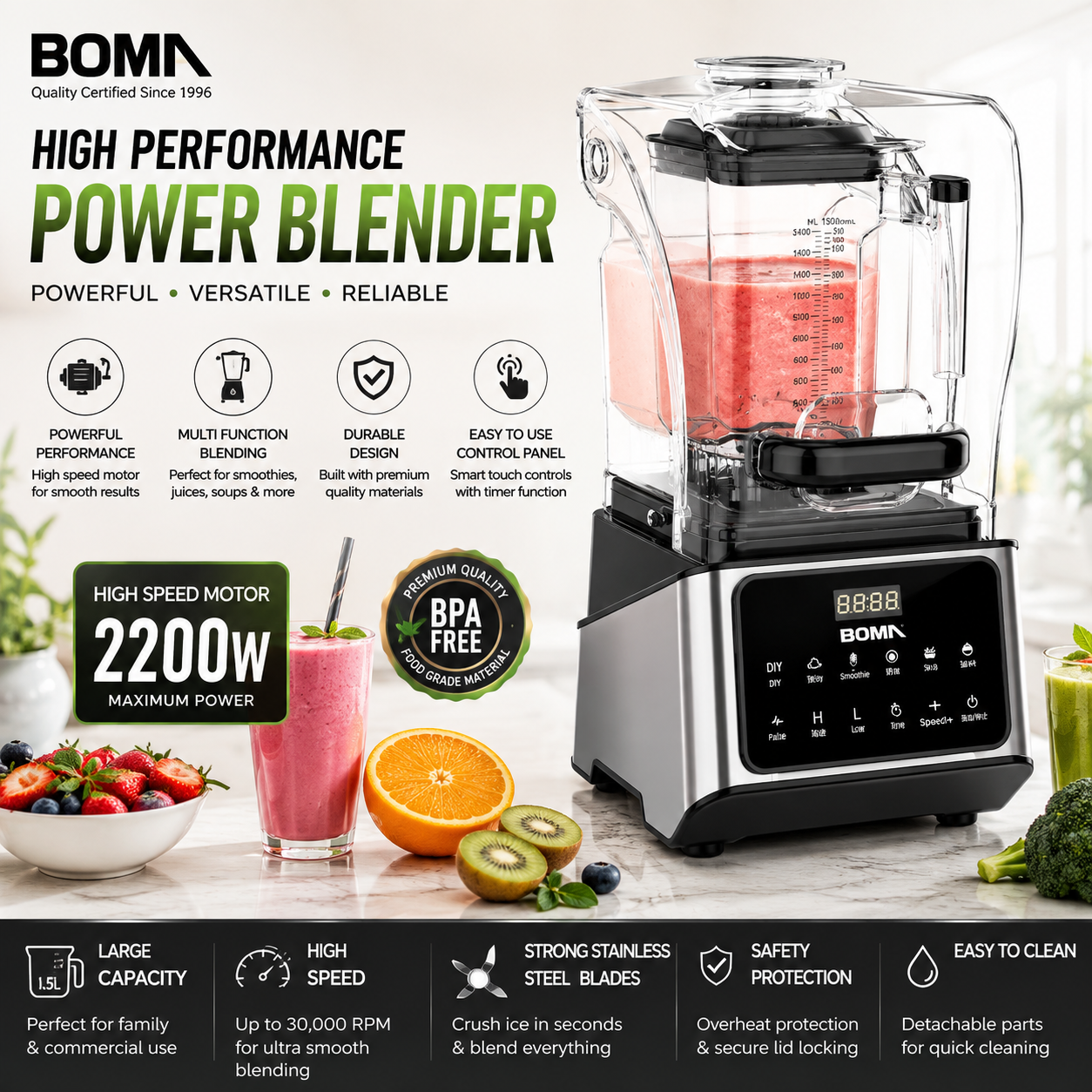 BOMA Professional Soundproof Blender | Heavy Duty Smoothie Blender