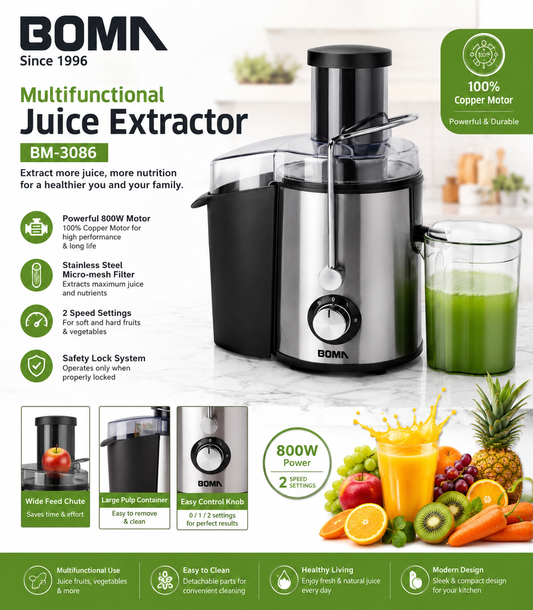 BOMA Multifunction Juice Extractor BM-3086 | Fruit & Vegetable Juicer