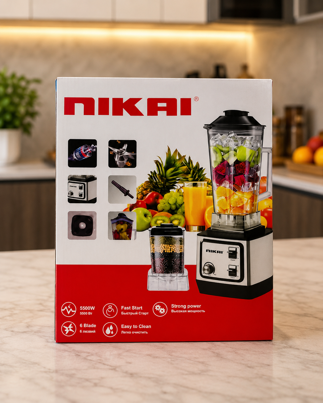 Nikai Heavy Duty Commercial Blender & Grinder 5500W 2L Smoothie Maker