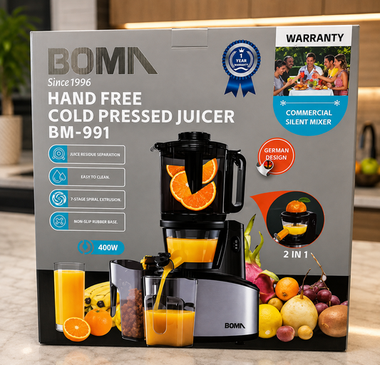 Boma BM-991 Cold Press Juicer 2-in-1 | Slow Juicer Machine