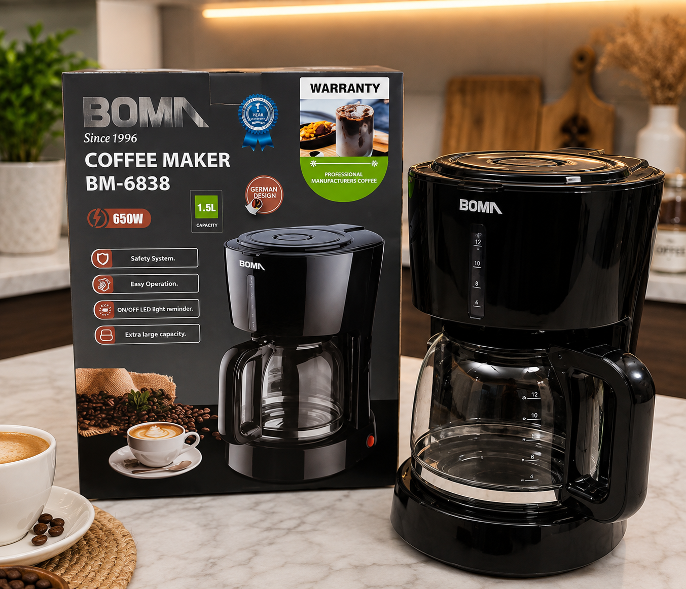 Boma BM-6838 Coffee Maker | Automatic Electric Drip Coffee Machine for Home & Office
