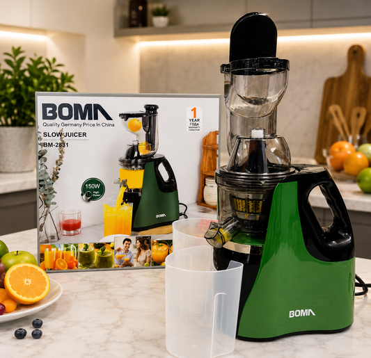 Boma BM-2831 Slow Juicer | Cold Press Masticating Juice Extractor for Fruits & Vegetables