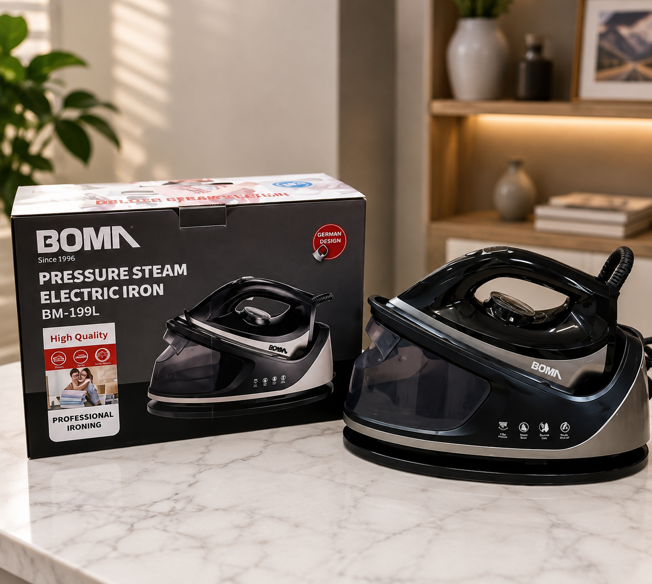 Boma BM-199L Steam Station Iron 2250W | 4 Bar Pressure Steam Generator Iron for Clothes