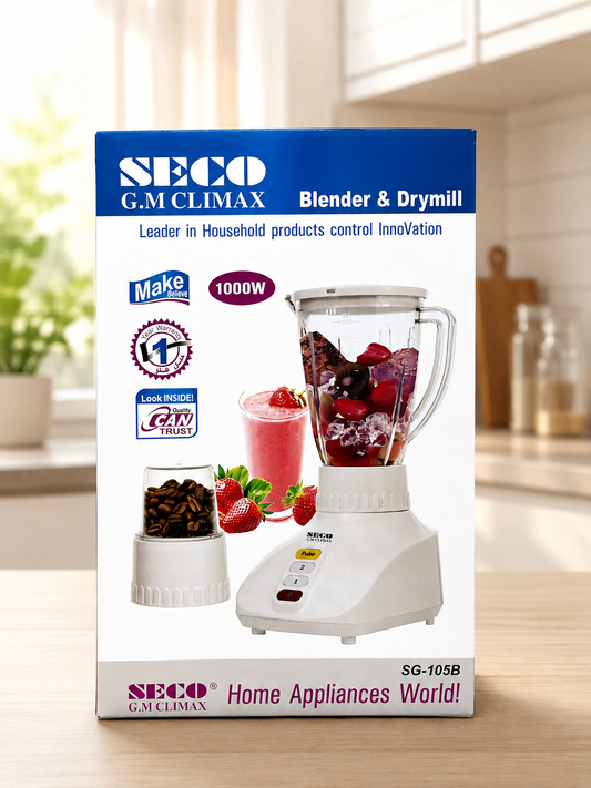 Seco 2-in-1 Blender & Grinder 1000W | Powerful Multifunctional Kitchen Blender