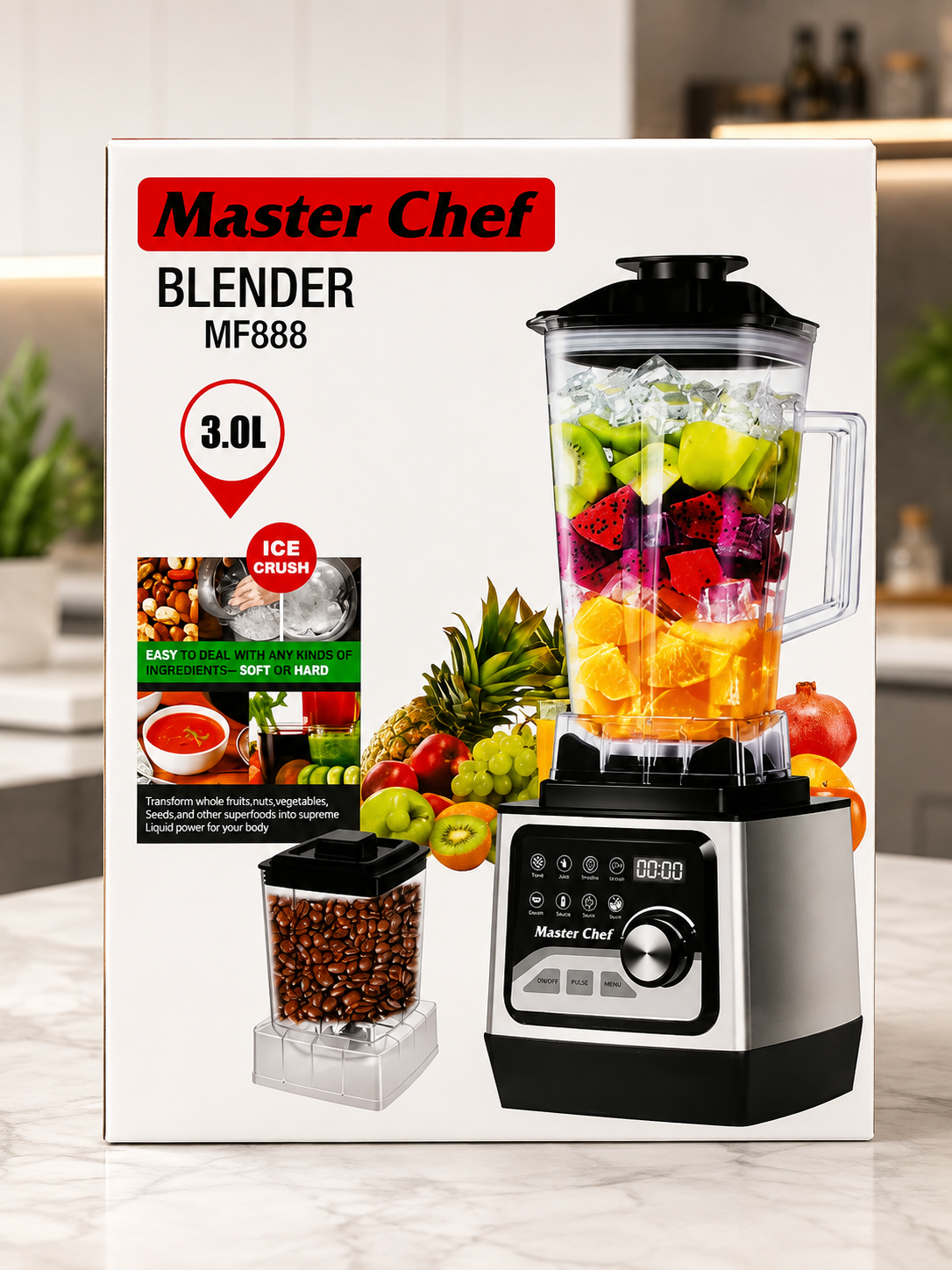 Master Chef Digital Commercial Blender 2-in-1 | 3L Heavy Duty Blender & Grinder