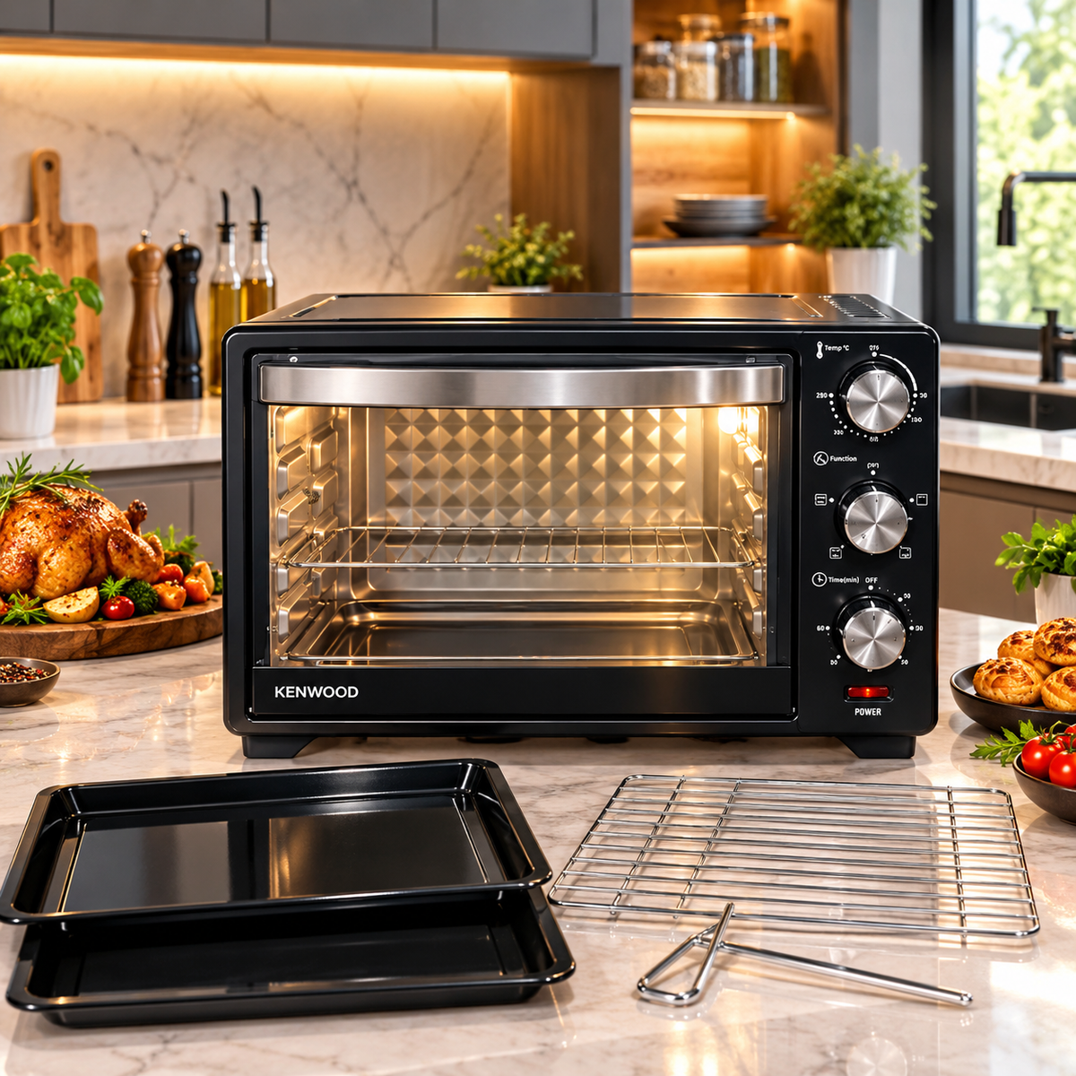 Kenwood 30L Electric Baking Oven Toaster With Double Tray & Rotisserie Grill KN-4530