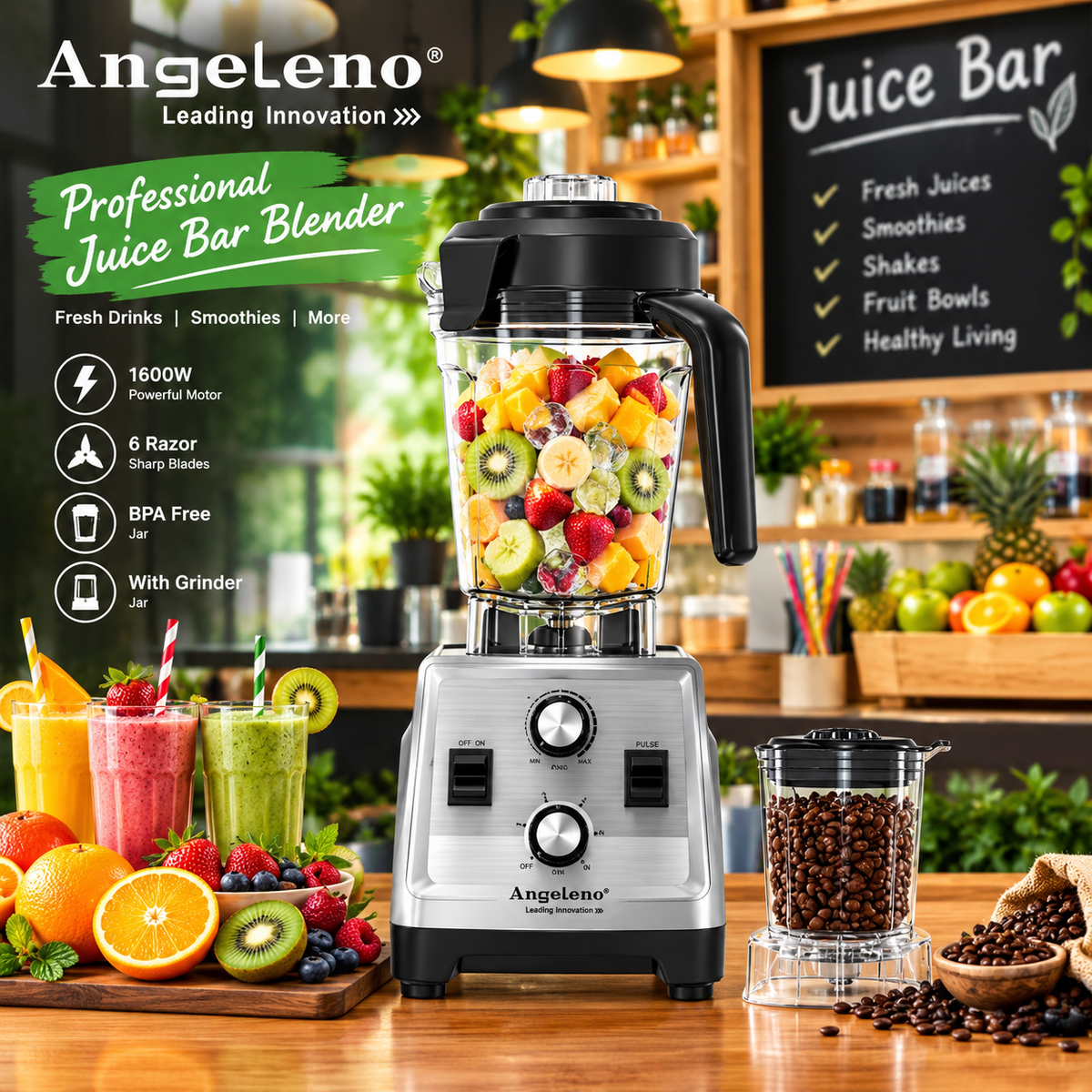 Angeleno G804 Commercial Blender & Grinder for Juice Bars & Cafes