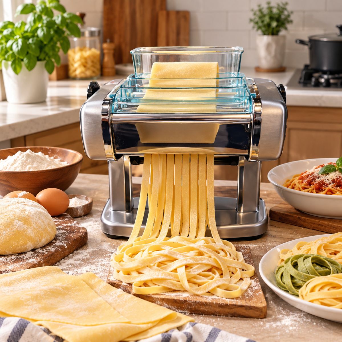 Electric Pasta Maker Machine – Automatic Pasta & Noodle Maker | Dough Roller & Sheeter