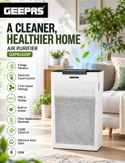 Geepas Air Purifier 50W with 4-Stage Filtration GAP63100P