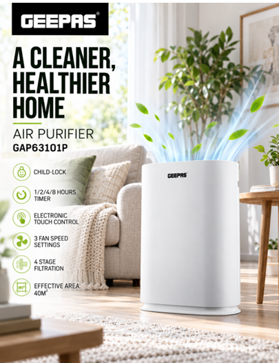 Geepas Air Purifier with 4-Stage Filtration GAP63101P