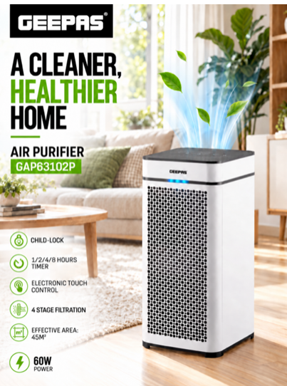 Geepas Air Purifier 60W with 4-Stage Filtration GAP63102P