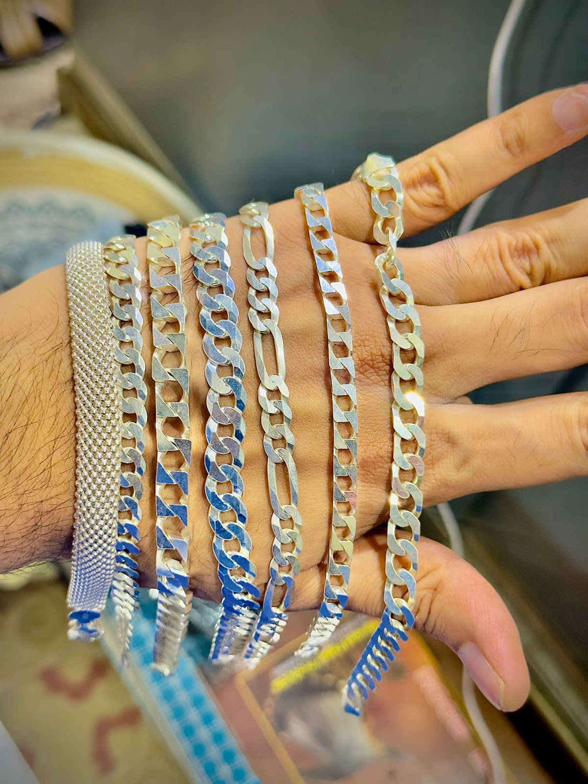 PLAIN Chain design Gents Italian Sterling silver Bracelets