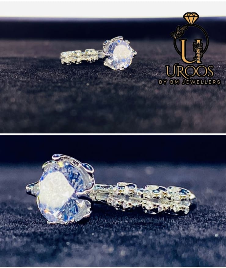 Italian Ladies Diamond Style Ring In Silver