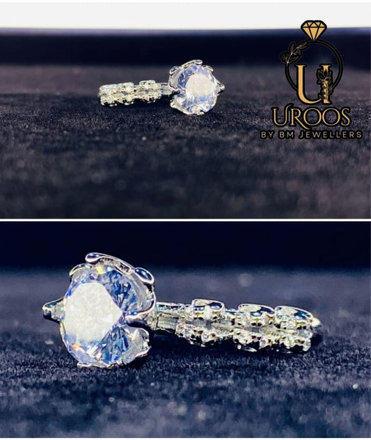 Italian Ladies Diamond Style Ring In Silver