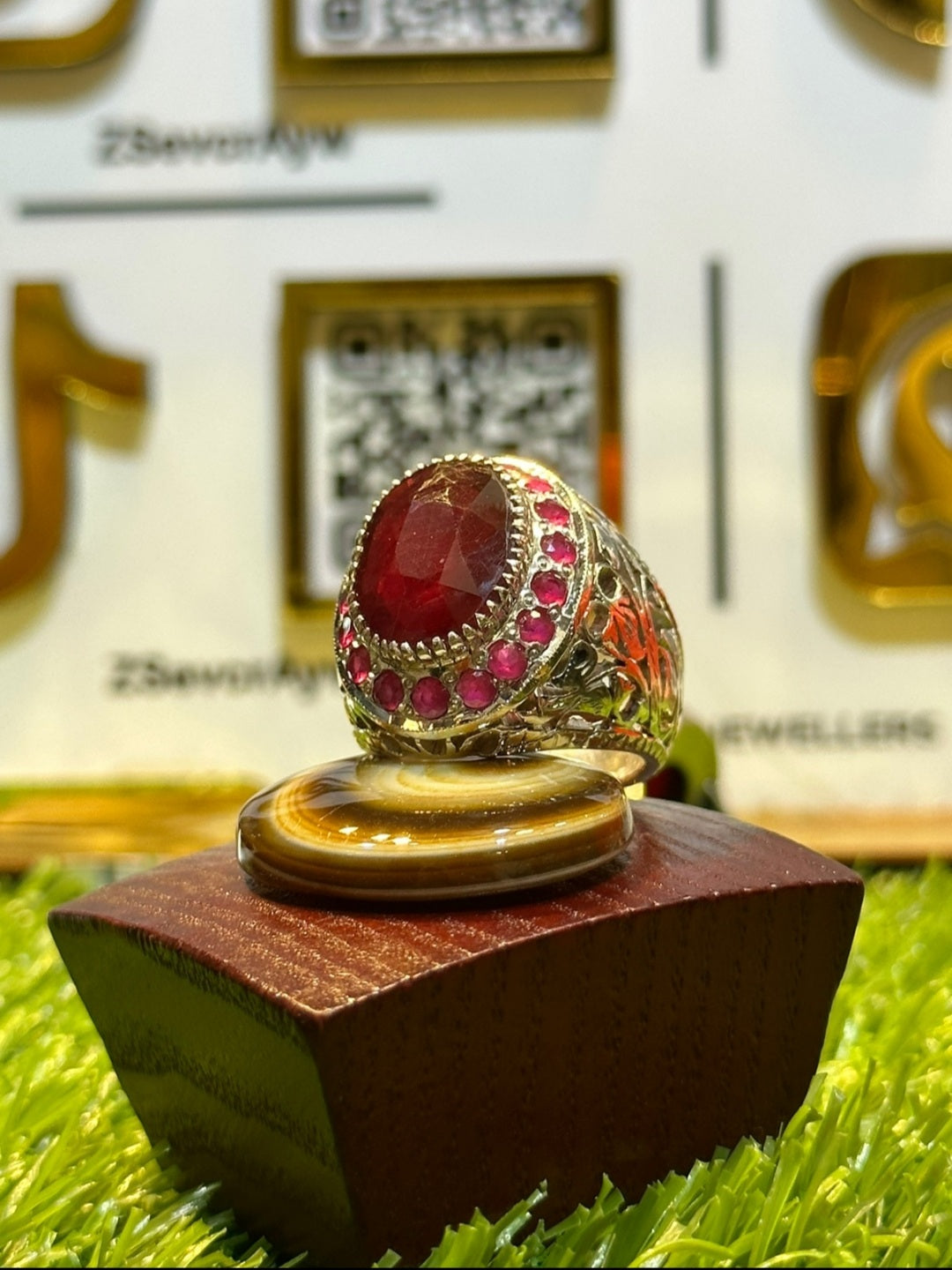 TOP Quality Gents Ruby stone fixed In Pure Silver Ring