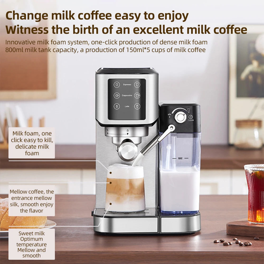 DSP KA-3104 Professional Espresso Coffee Machine with Milk Frother Wand & 700ML Milk Tank 20 Bar Pressure