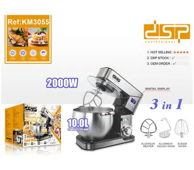 DSP Stainless Steel Stand Mixer, 2000 Watt, 10 Liter KM3055