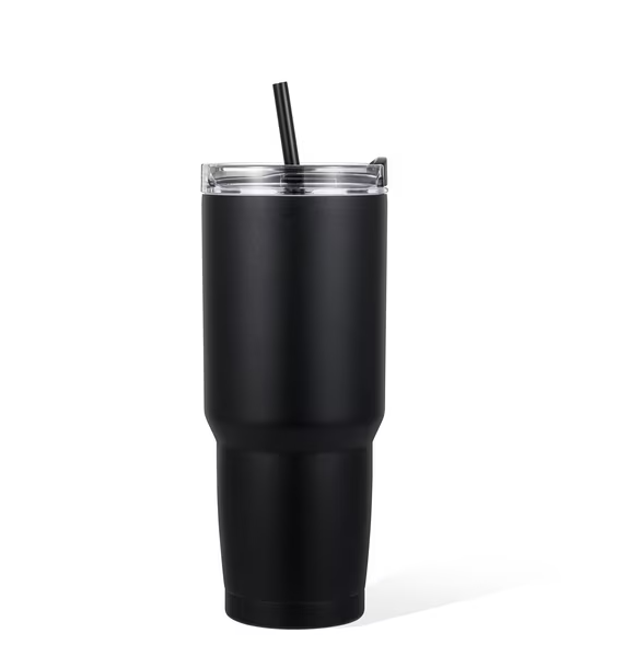 Imported Stainless Steel Tumbler, 2 in 1 Function Lid, Black Color