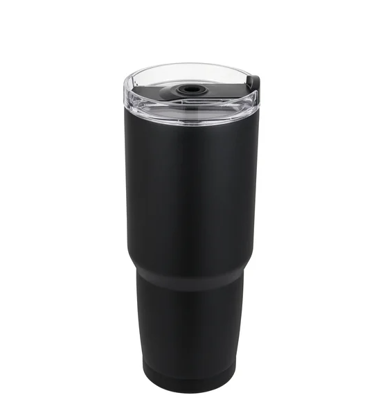 Imported Stainless Steel Tumbler, 2 in 1 Function Lid, Black Color