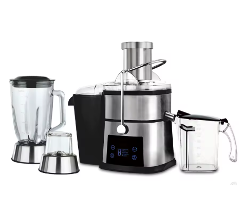 American Multifunction 4 in 1 Cold Press Centrifugal Juicer Machine Stainless Steel Juice Extractor with Food Grinder & Smoothie Blender & Meat Chopper