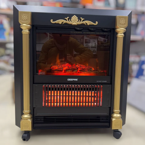 Geepas Electric Fireplace Quartz Tube Flame Heater GRH28579P
