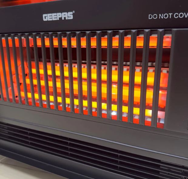 Geepas Electric Fireplace Quartz Tube Flame Heater GRH28579P