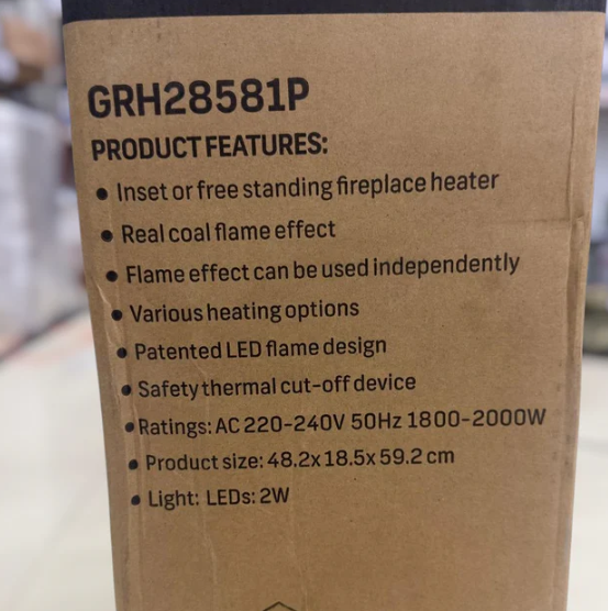 Geepas Electric Fireplace Quartz Tube Flame Heater GRH28581P
