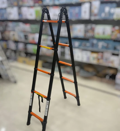 Imported Black Telescopic Foldable Aluminum Double Ladder | 2.1 Meter
