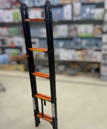 Imported Black Telescopic Foldable Aluminum Double Ladder | 2.1 Meter
