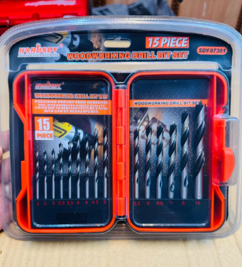 Imported 15 Piece Drill Bit Set, Bit Set For Concrete Wood Metal Iron & Wood