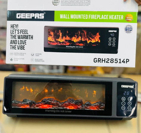 Geepas Wall Mounted Fireplace Heater With Remote Control GRH28514P