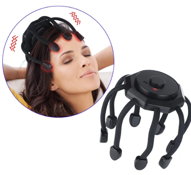 Hands Free Rechargeable Octopus Scalp Massager Vibrating Electric Head Massager