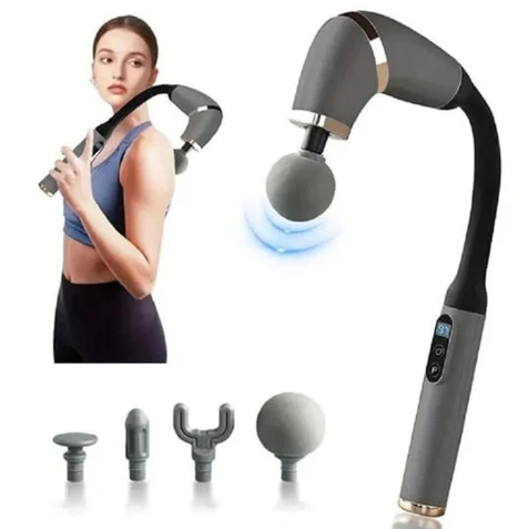 Imported Massage Gun with Extended Handle, U-Shaped Back Massager for Pain Relief