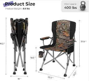 Imported Folding Chair For Camping, Heavy Duty Frame Support 150KG