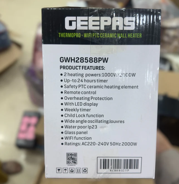 Geepas Thermopro - Wifi PTC Ceramic Wall Heater GWH28588PW