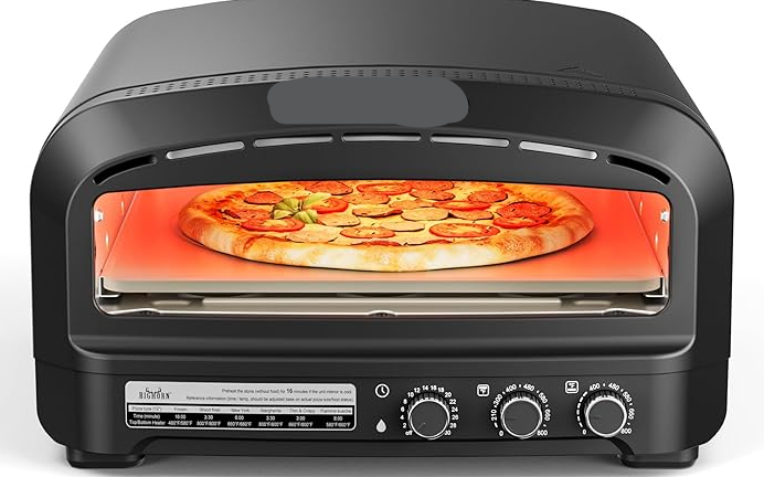 DUVEL OUTDOORS Indoor Pizza Oven, 20 Liter Electric Oven with 6 Modes, Heats up to 400 Degrees Centigrade, Pizza Kitchen with Flip Top Design for Home Kitchen, Restaurants