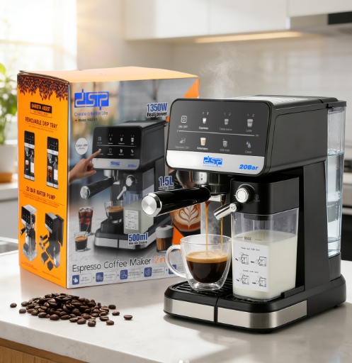 DSP Coffee Espresso Maker 1350W 20 Bar– 2 in 1 Coffee Machine KA3161