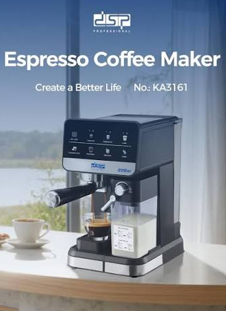 DSP Coffee Espresso Maker 1350W 20 Bar– 2 in 1 Coffee Machine KA3161