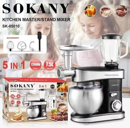 Sokany 7.5L 5 in 1 Stand Mixer 1200W with Blender & Meat Grinder SK-05010