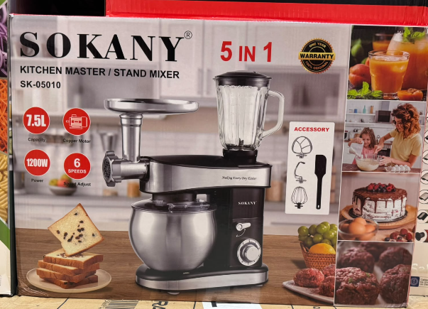 Sokany 7.5L 5 in 1 Stand Mixer 1200W with Blender & Meat Grinder SK-05010