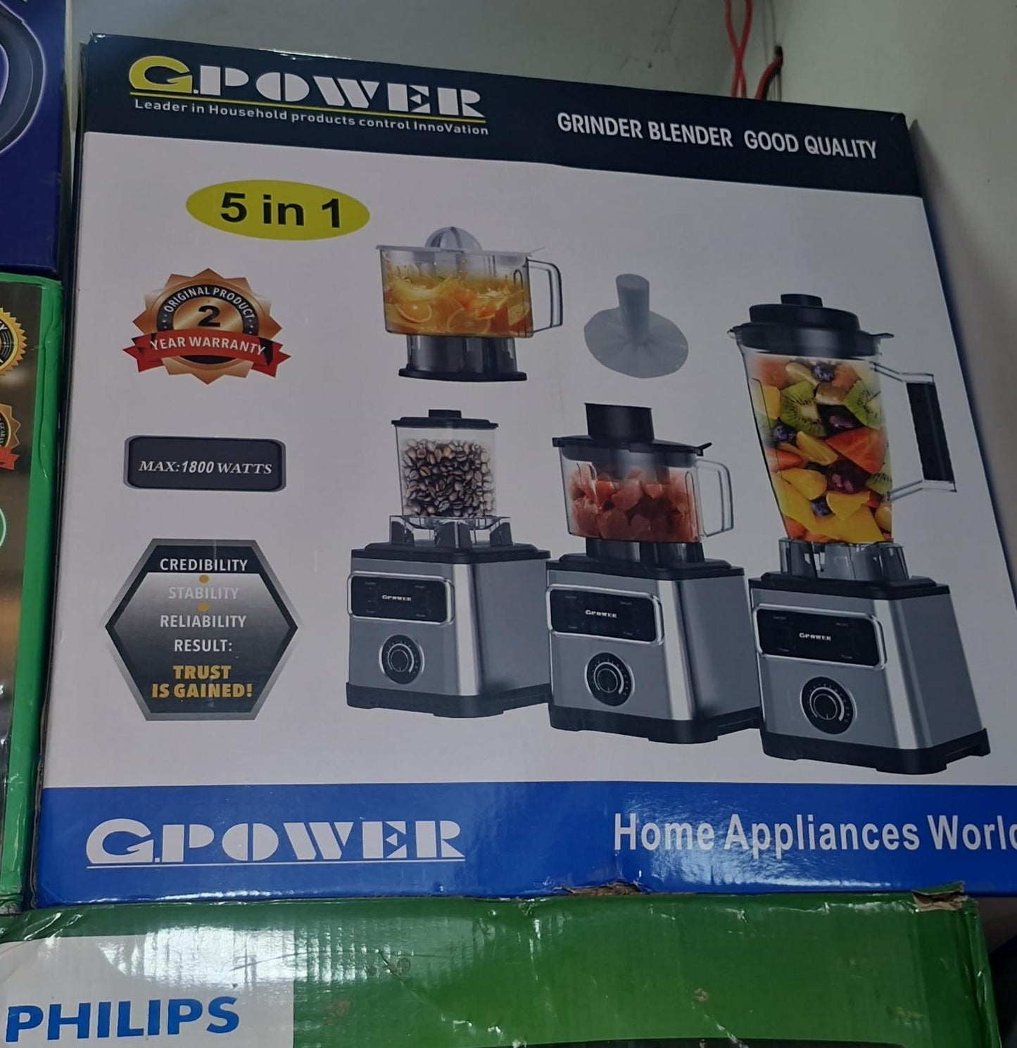Original German Gpower 5 In 1 Commercial Blender Grinder Chopper & Citrus