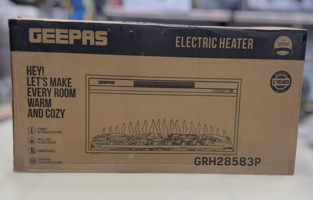 Geepas Electric Real Log Flame Effect Heater GRH28583P