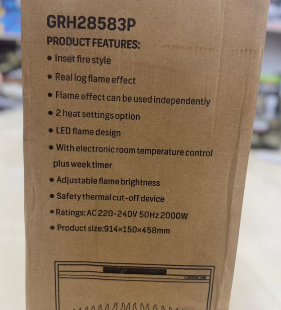 Geepas Electric Real Log Flame Effect Heater GRH28583P