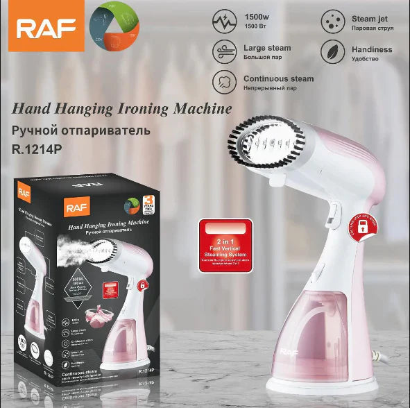 RAF Hand Hanging Ironing Machine 2 In 1 Garment Steamer 300ML R-1214P