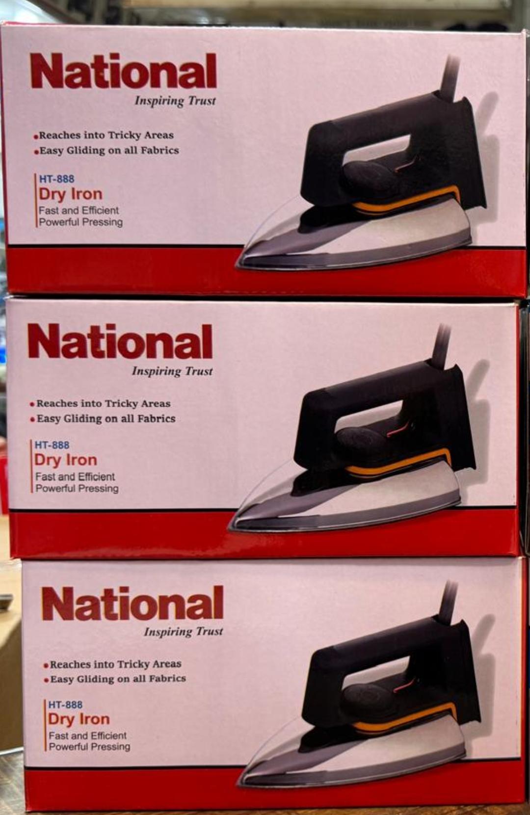 National 1000W Dry Iron, Non-Stick Soleplate, Lightweight Design