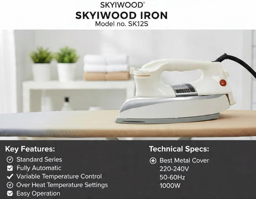 Skyiwood 1000W Dry Iron – Quick Heating & Easy Ironing SK12S