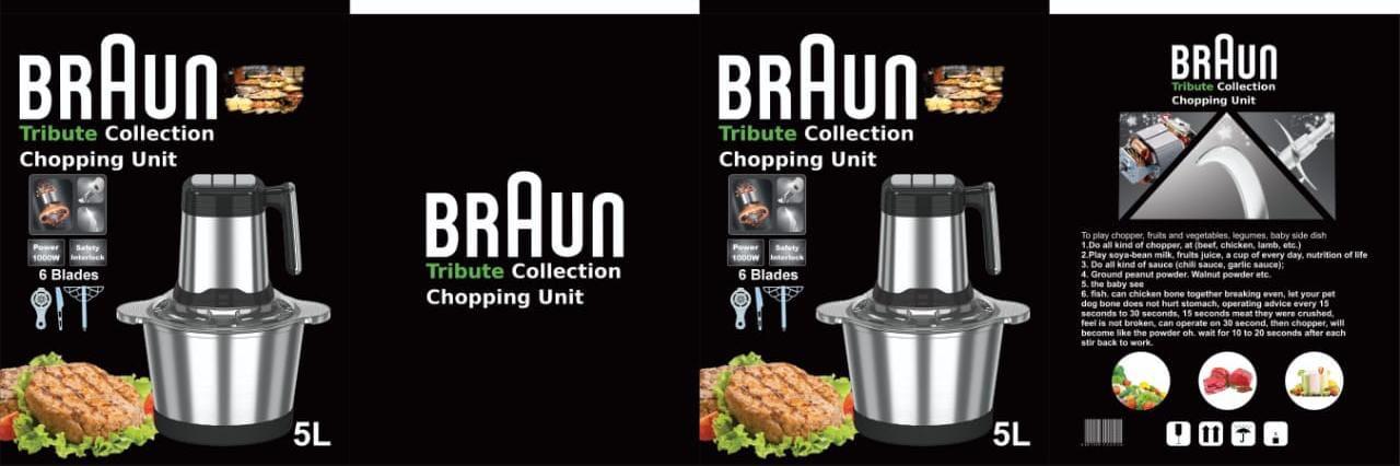 BRAUN Multi Functions Meat Chopper 5L Steel Bowl 6 Blades - 1000W