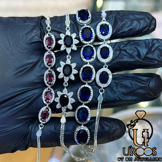 Pure Italian Silver Ladies Bracelets with Gemstones