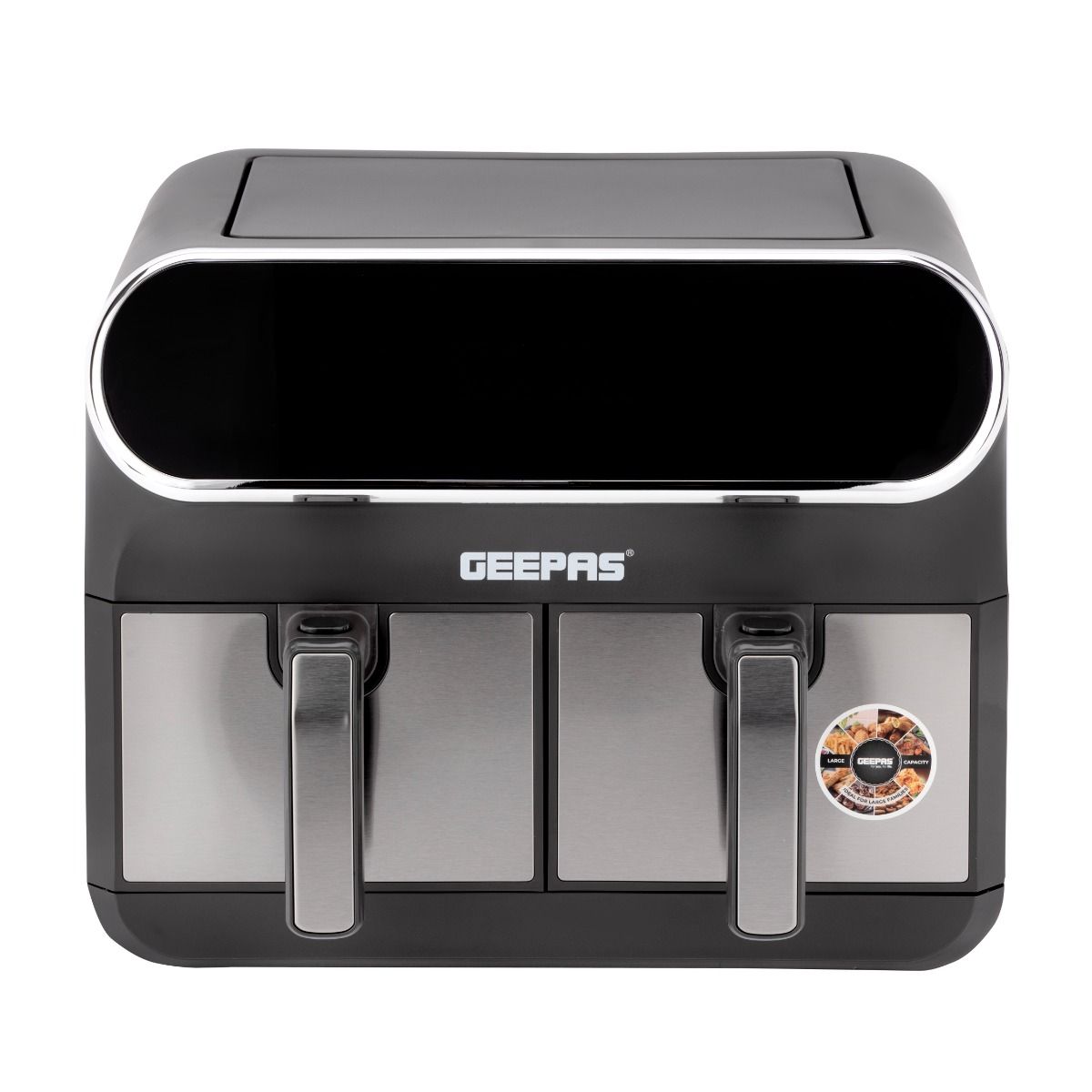 Geepas Digital Air Fryer- GAF37533/ 8.0 L With 4.0 L Dual Baskets, With Vortex Air Frying Technology/ Digital Display, Multiple Function, Dehydrate, 1-60 Min Timer, Temperature 200 Degree Celsius